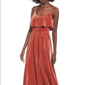 Gorgeous Rust Velvet Midi Dress
